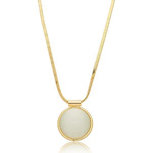 Colar cristal olho de gato ouro semijoia XL 2138