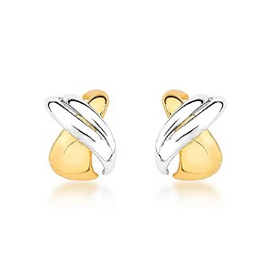 Brinco X ouro e ródio semijoia