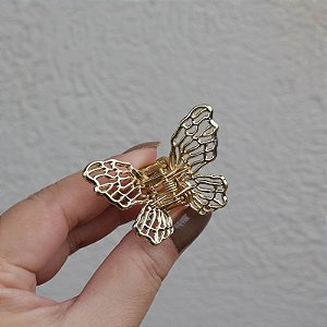 Piranha de cabelo borboleta metal dourado