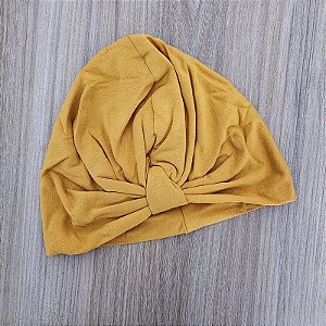 Touca turbante tecido mostarda