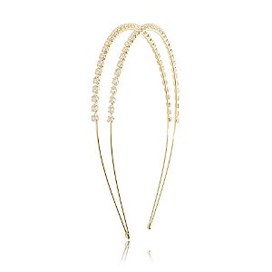 Tiara dupla zircônia metal dourado