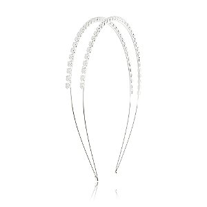 Tiara dupla zircônia metal prateado TR266