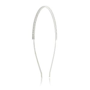 Tiara fina metal prateado zircônia baguete TR261
