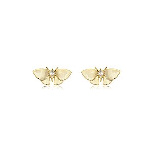 Brinco borboleta zircônia ouro semijoia BA 5856