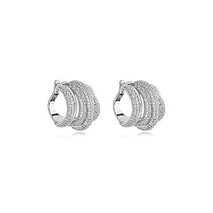 Brinco argola aros zircônia ródio semijoia BA 5448