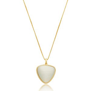 Colar triangular cristal olho de gato ouro semijoia XL 2121