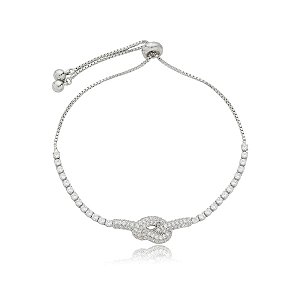 Pulseira gravatinha nó zircônia ródio semijoia PU 1097