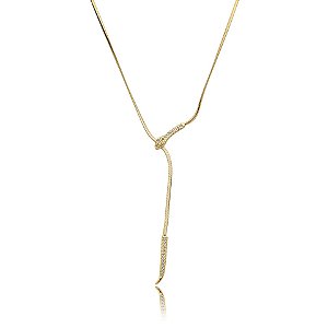 Colar corrente serpente zircônia ouro semijoia