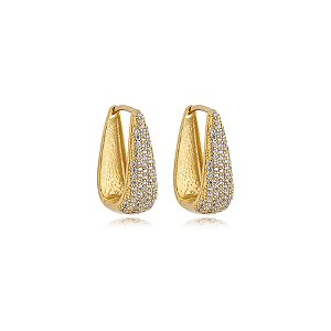 Brinco argolinha zircônia ouro semijoia 17694