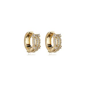 Brinco argolinha zircônia ouro semijoia 17534