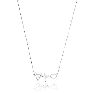 Colar menina batimento cardíaco prata 925