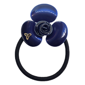 Elástico para cabelo flor acetato azul
