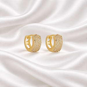 Brinco Argolinha Pequena com Micro Zircônias Ouro 18k06006