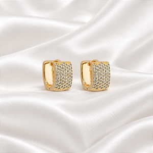 Brinco Argolinha Ouro Cravejada com Micro Zircônias Semijoia 18k06007