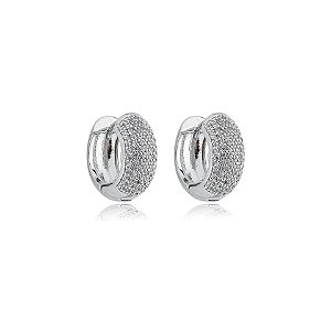 Brinco argolinha zircônia ródio semijoia 18k07015