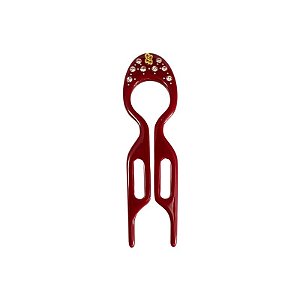 Pente hairpin Bianca m acrílico vermelho strass 70 051