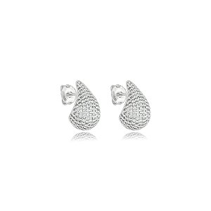 Brinco gota vírgula zircônia prata 925 BRP0340