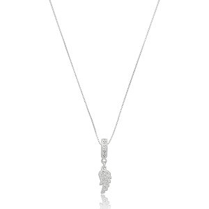 Colar com berloque asa zircônia prata 925