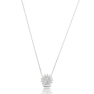 Colar berloque roda gigante zircônia prata 925