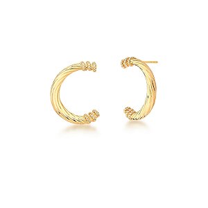 Brinco curvado zircônia ouro semijoia