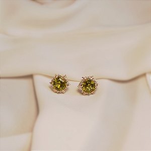 Brinco Elaine Palma cristal amarelo zircônia prata 925