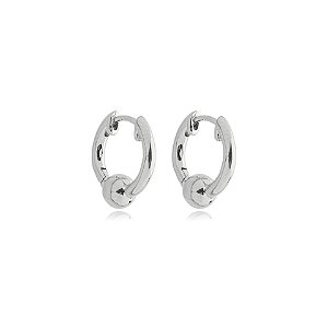 Brinco argolinha esfera ródio semijoia 24k05028