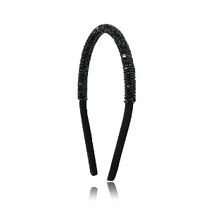 Tiara boleada vidrilho preto