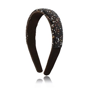 Tiara larga vidrilho tons marrom
