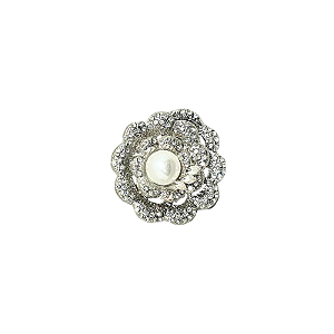 Broche magnético camélia pérola com cristais