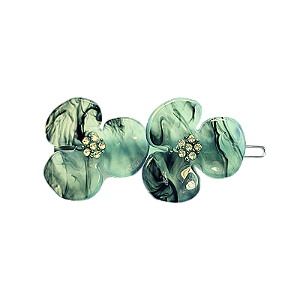 Presilha camélias acetato turquesa