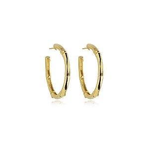 Brinco argola cana ouro semijoia