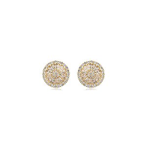Brinco pizza p zircônia ouro semijoia 16k04001