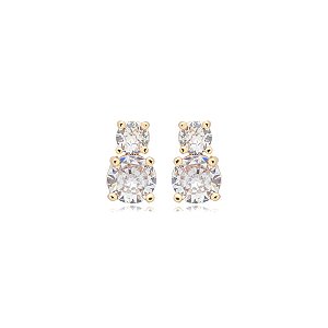 Brinco zircônia dupla ouro semijoia 23k10013