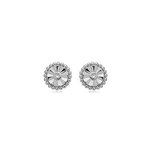 Brinco flor zircônia ródio semijoia 24a01042