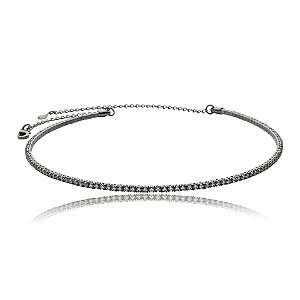 Colar aro choker zircônia ródio negro semijoia 7763