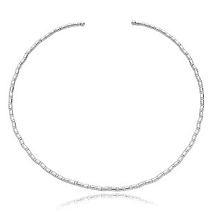 Colar aro choker canutilho metal ródio semijoia 9791