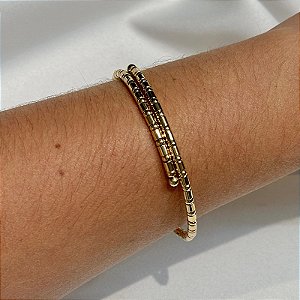 Bracelete canutilho metal ouro semijoia 8548