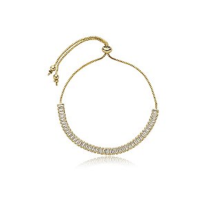 Pulseira gravatinha zircônia baguete ouro semijoia 455
