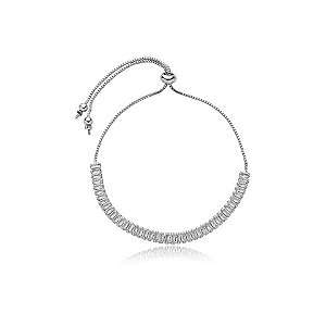 Pulseira gravatinha zircônia baguete ródio semijoia 455