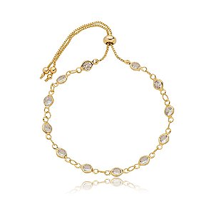 Pulseira gravatinha cristais ouro semijoia 484