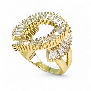 Anel círculo zircônia ouro semijoia JZ-240222