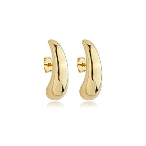 Brinco ear hook metal liso ouro semijoia