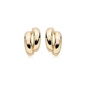 Brinco metal liso ouro semijoia 20097
