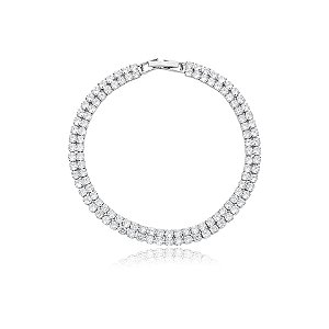 Pulseira dupla zircônia ródio semijoia 2738
