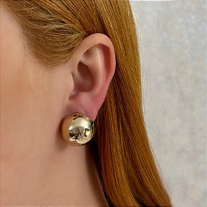 Brinco pressão meia esfera lisa g ouro semijoia 5906105