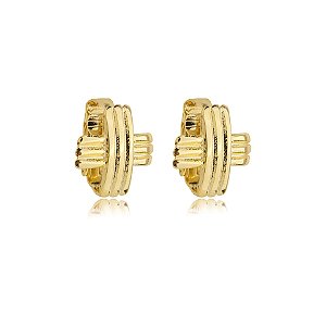 Brinco pressão x metal texturizado ouro semijoia 6181005