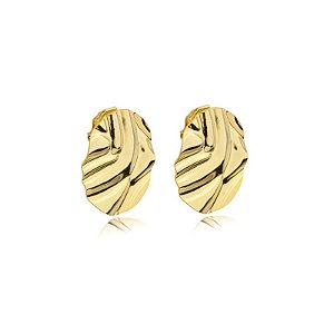 Brinco pressão chapa redonda amassada ouro semijoia 6182505