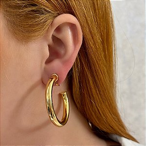 Brinco pressão argola tubo m ouro semijoia 4390505