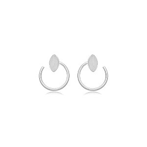 Brinco círculo pedra natural quartzo rosa prata 925