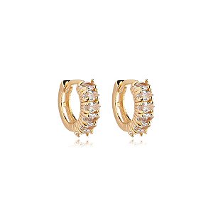 Brinco argolinha zircônia ouro semijoia 10a16122
